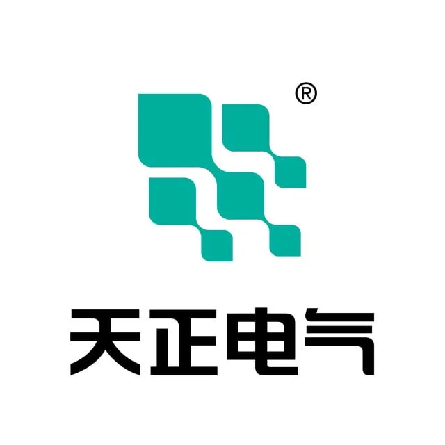 Teal geometric shapes logo above the text "Tianzheng Electric" in Chinese characters.