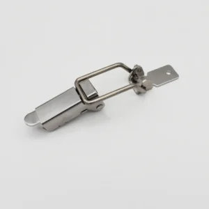 The 114-0 metallic toggle latch on a white background consists of a base, a clasp, and a locking mechanism.