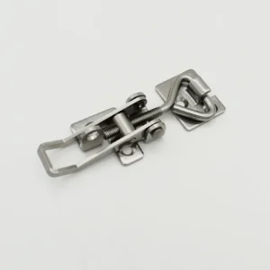 The 115-0 metal toggle latch, featuring a spring mechanism and designed for securing doors or panels, is shown on a white background.