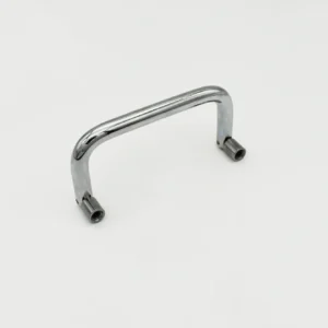 A 147-0 silver metal handle featuring dual screw holes on each end, set against a white background.