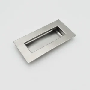 The product 163-0 is a rectangular stainless steel recessed handle with a rectangular cutout, displayed against a plain white background.