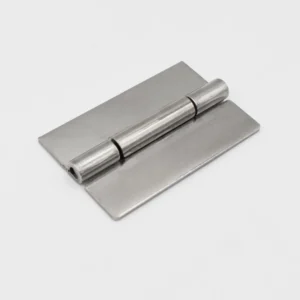 A close-up image of the 43-0 stainless steel butt hinge with a cylindrical pivot, designed for fastening two parts together and allowing rotation between them.