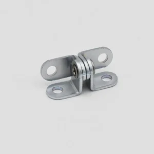 The 49-0 is a metal hinge bracket with a central pivot and two rectangular plates featuring holes for mounting on either side.