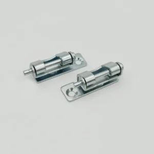 Two silver-colored metal hinge pins, identified as model 51-0, each with mounting brackets on a plain white background.