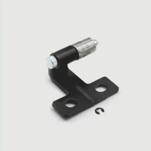 A 62-0 metal L-shaped bracket featuring a cylindrical attachment and two mounting holes, accompanied by a small U-shaped clip on a plain background.