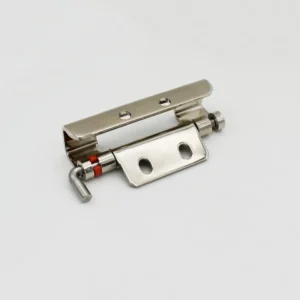 65-0 hinge featuring two mounting holes and a small red component, displayed against a white background.