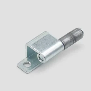 The 69-0 is a metal hinge with a cylindrical pin and a rectangular bracket, featuring a mounting hole on one side.