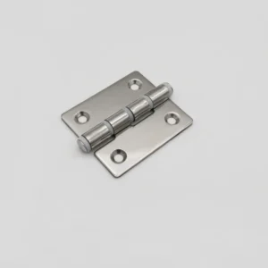 The 75-0 silver metal door hinge, featuring four screw holes, is laying flat on a plain white background.