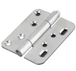 The 88-0 is a silver metal hinge featuring four screw holes on one side and two elongated mounting holes on the other side.