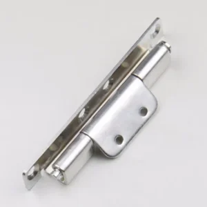 Product 9-0 is a silver metal hinge featuring a cylindrical joint and multiple screw holes, set against a white background.