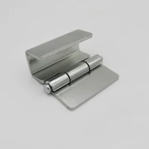 The 96-0 hinge, featuring a silver finish with a rounded pin and flat mounting plates, is displayed against a plain white background.