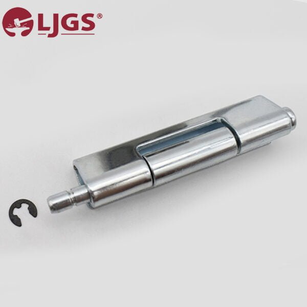 AE (6) stainless steel 304 metal hinge with pin and retaining clip against a white background, featuring the LJGS logo.