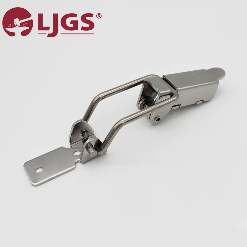 Stainless steel toggle latch on a white background with the LJGS logo in the corner, model BKESUA-52 (2).
