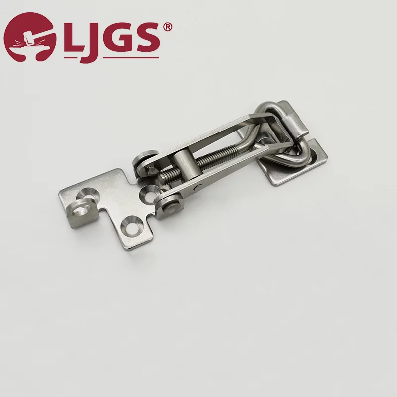 The BKESUA-85 (1) metal latch hinge, made from resilient Stainless Steel 304, is attractively displayed against a white background with the LJGS logo in the corner.