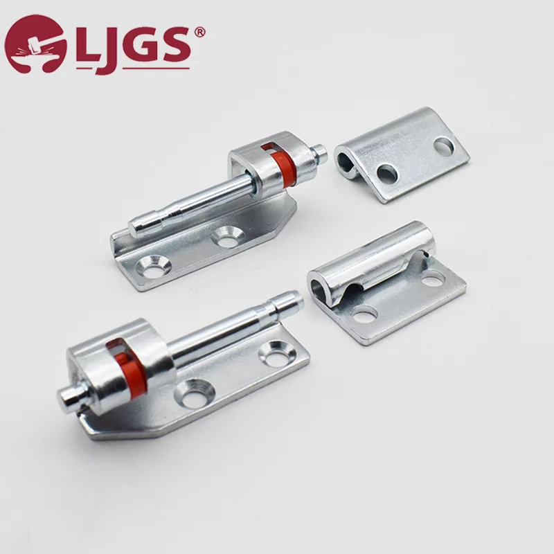 Close-up view of the CL137 (10) stainless steel hinges with red accents, showcasing two main components and separate hinge plates.
