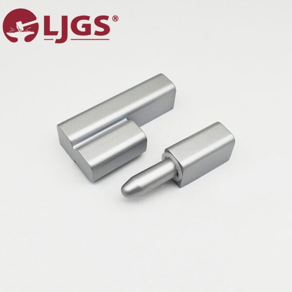 Two metallic, rectangular zinc alloy hinges labeled as CL203-1 (10) are displayed on a white background; the right hinge has a protruding pin and rounded edges.