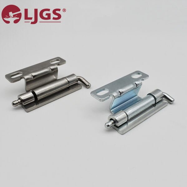 Two CL250-3-4 (10) hinge brackets featuring cylindrical mechanisms, made from stainless steel, one in a silver finish and the other in metallic gray, set against a plain background.