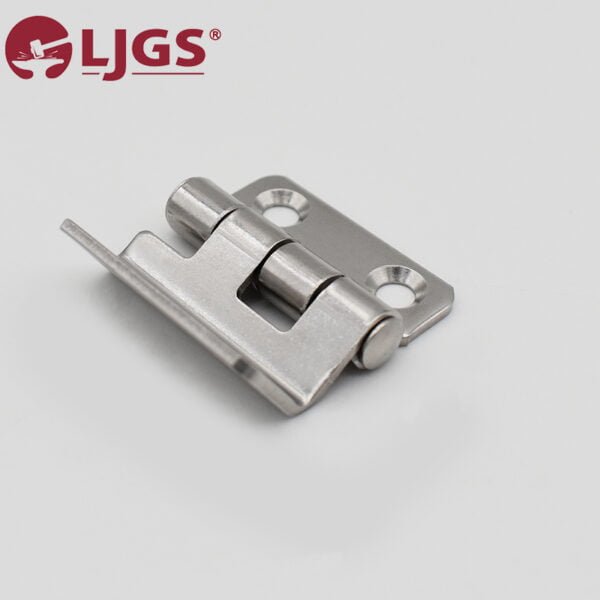 The CL252 (2) is a compact carbon steel hinge with three screw holes and a pivot point, featuring the LJGS logo in the top left corner.