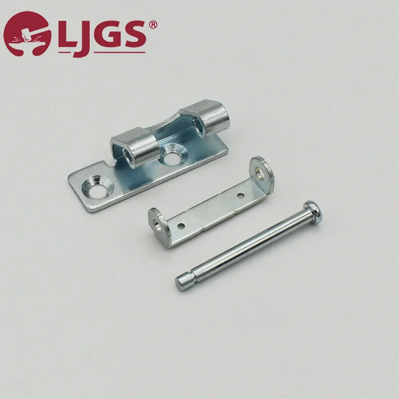 The CL257-2 (8) is a metal hinge assembly set that includes a mounting plate, cylindrical hinge, and bolt constructed from durable Stainless Steel 304.
