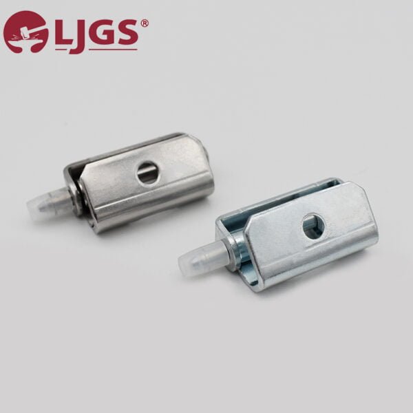 Two metal sliding door rollers with plastic pins are displayed on a plain background. The left one is stainless steel and silver, while the CL257 (3) model on the right is slightly darker. The LJGS logo is in the top left corner.