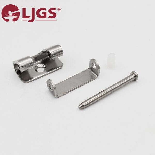 CL257 (6) metal hinge components include a bracket, rod, and pin crafted from durable Carbon Steel and are displayed on a plain background with the LJGS logo in the top left corner.