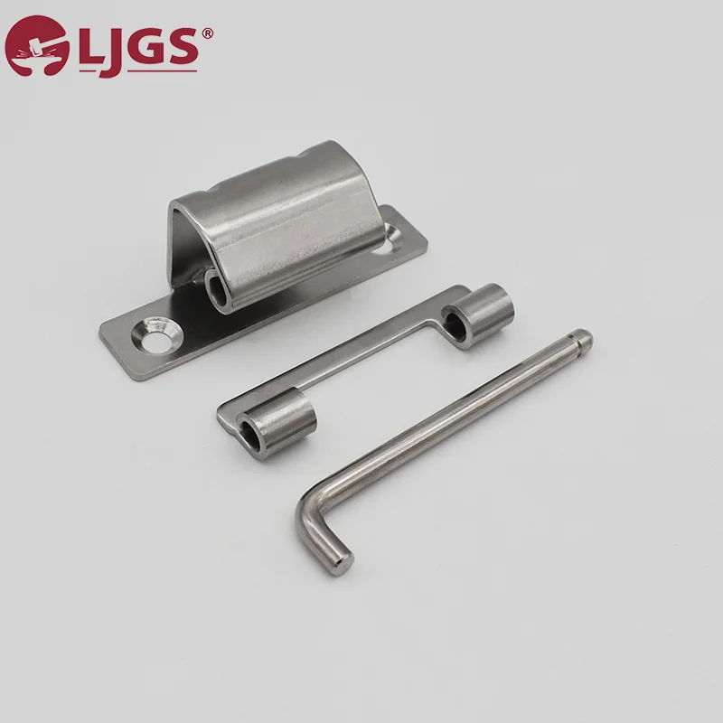 The CL275-1-2 (4) metal hardware set, made from Stainless Steel 304, includes a sturdy bracket, an L-shaped rod, and a pin, elegantly displayed on a white background.
