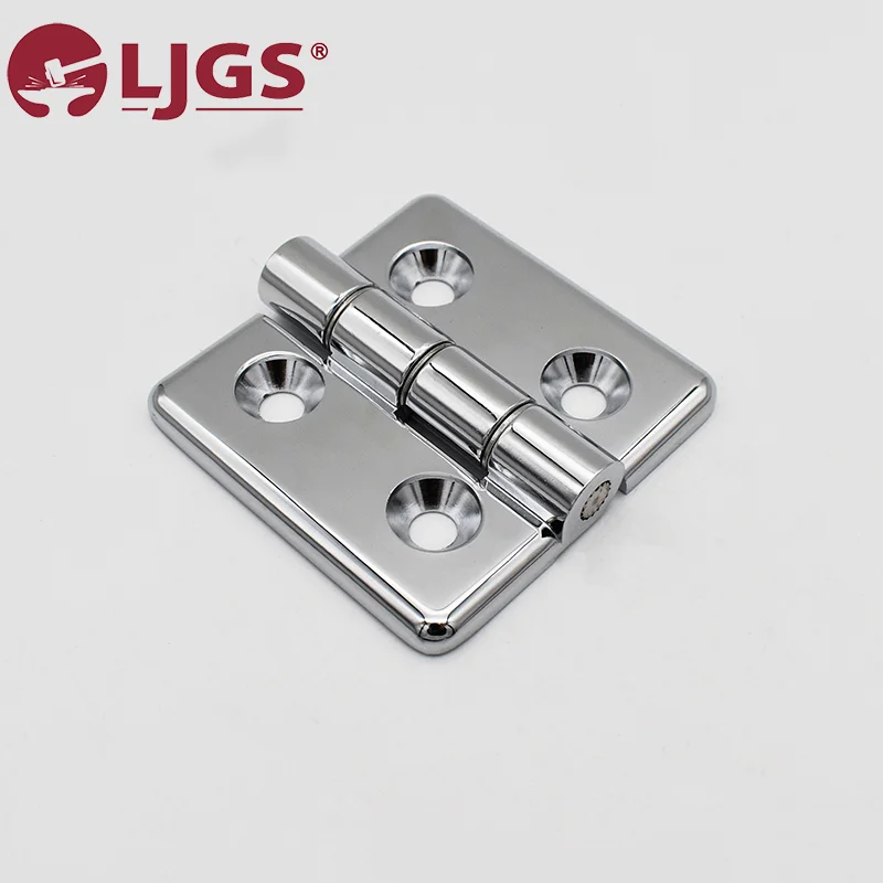 The CL6060 (1) Zinc Alloy Hinge, with its gleaming finish and four meticulously crafted screw holes, is beautifully showcased against a pristine white background.