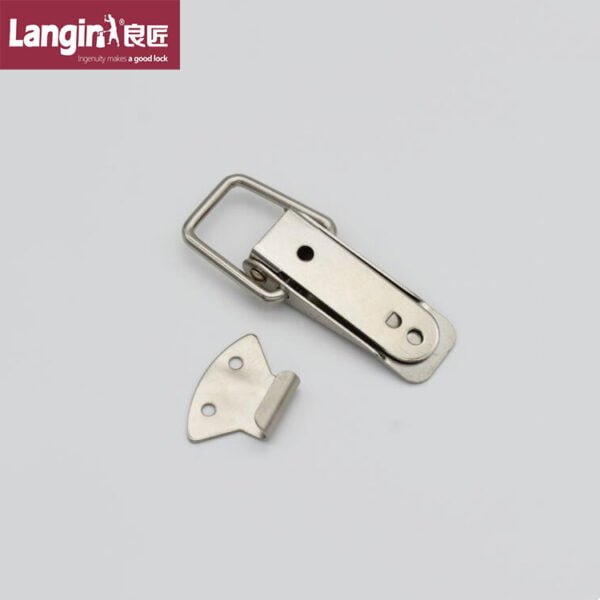 A J101 metal latch made from Stainless Steel 304 with a separate bracket on a plain background, featuring the Langir logo in the corner.