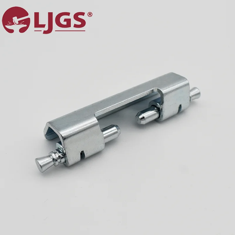 Introducing the TS130-1 (3), a sleek stainless steel 304 hinge equipped with a lock mechanism. It features two screws and is set against a plain white background, with the logo displayed in the top left corner.