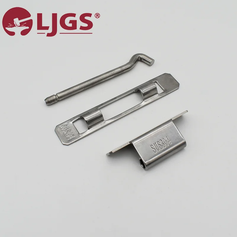 Product Name: 老款基业箱 (6) features three metal hardware pieces made from durable stainless steel, each showcasing the "LJGS" brand logo.