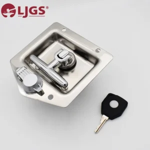 Product 178-3: A stainless steel recessed T-handle lock accompanied by a separate black key, displayed on a light gray background.