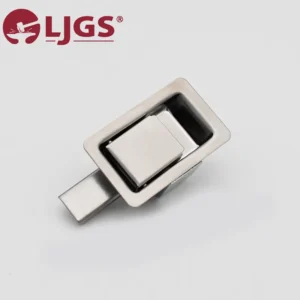 Product 194-1 is a rectangular metallic latch featuring a central sliding mechanism and a side handle, set against a plain white background.