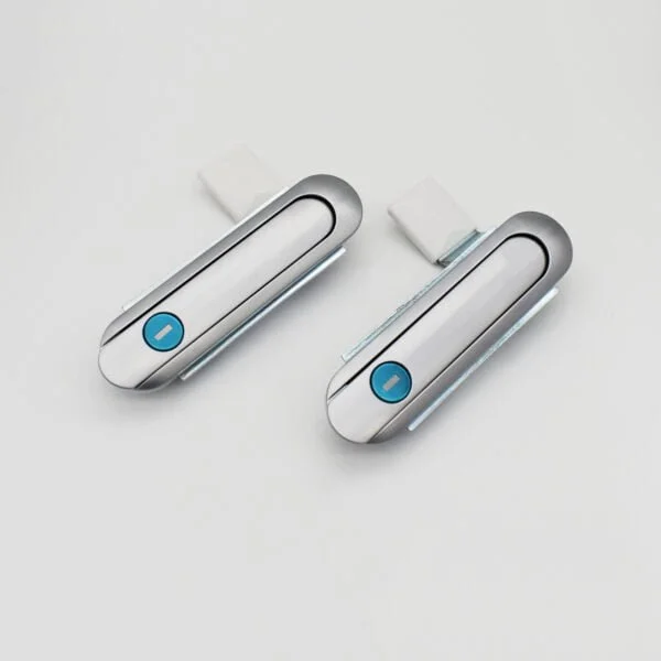 The AB402-1 (1) product features two oval-shaped silver handles with eye-catching blue button accents set against a clean white background.