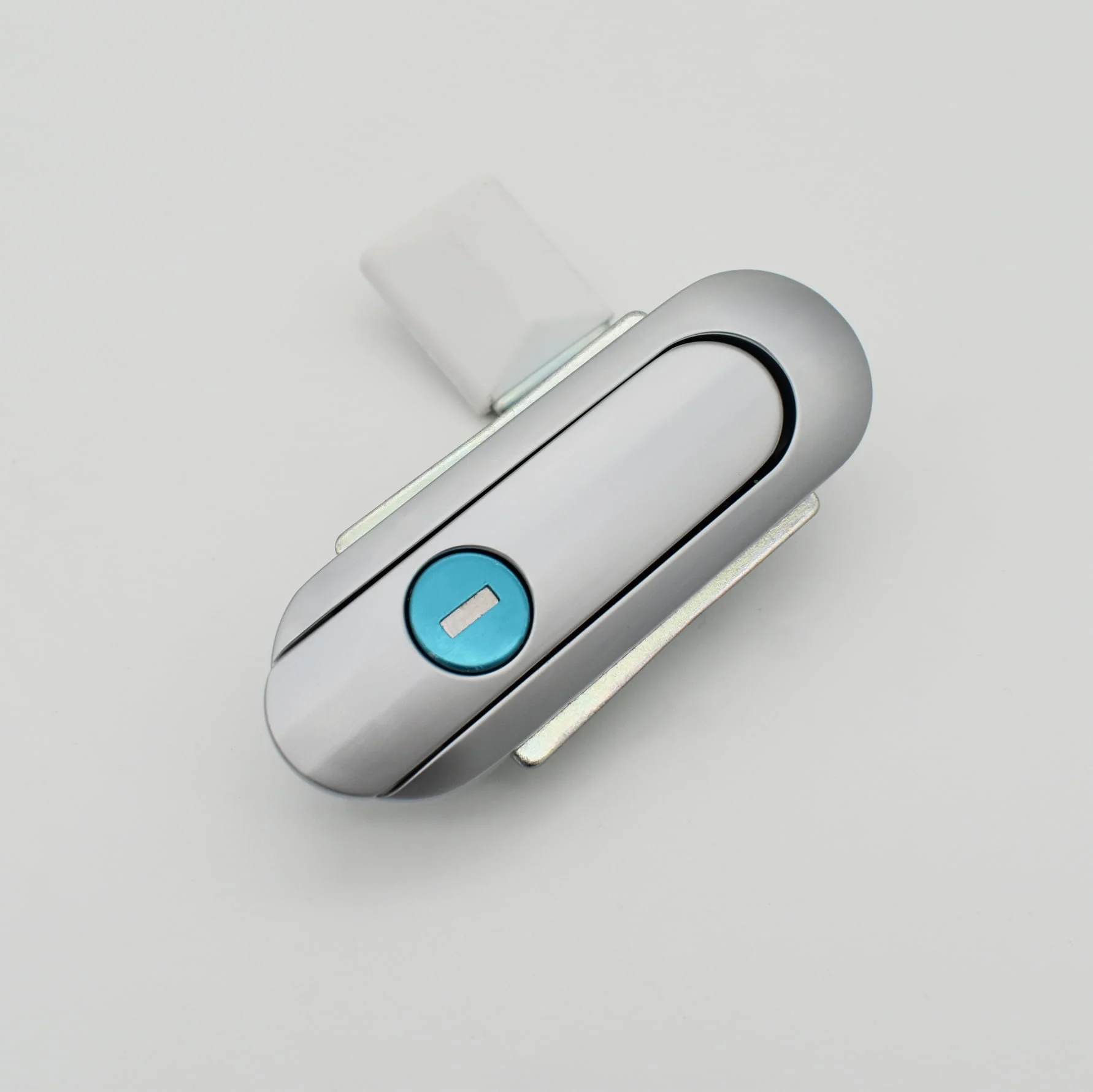 The AB403-1 (2) electric stapler, featuring a sleek silver and white design with a blue button, is elegantly positioned against a plain white background.