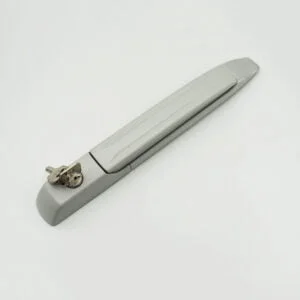 Featuring an integrated key lock and two keys, this product consists of a silver car door handle. It is displayed against a plain white background and is titled "DSC_2173.