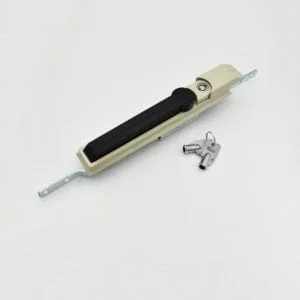 The MS830 (3) security lock, available in beige and black, is shown artistically against a white background and includes two keys.