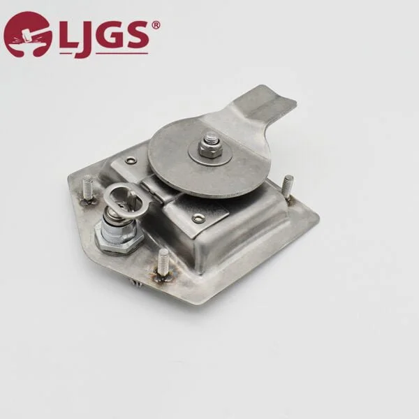 The MS857-MS857-M (4) metal latch mechanism rests on a plain background, subtly displaying the LJGS logo in the corner.
