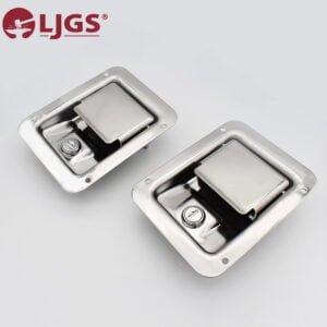 Two MS866-1 rectangular, stainless steel recessed handles with locks, set against a light gray background.
