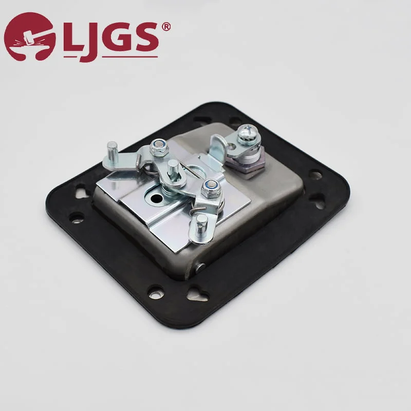Detailed view of the MS866-2 (5) metal latch mechanism on a black rectangular base, featuring the LJGS logo in the top left corner.