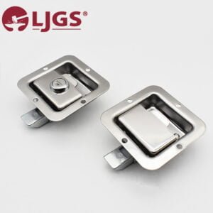 Two MS866-28-28A (4) rectangular stainless steel latch locks, including one with a keyhole, displayed on a light gray background.