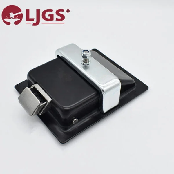 The MS866-3-3A (4) black and silver latch lock features a sleek handle and sturdy bolt, set against a crisp white background.