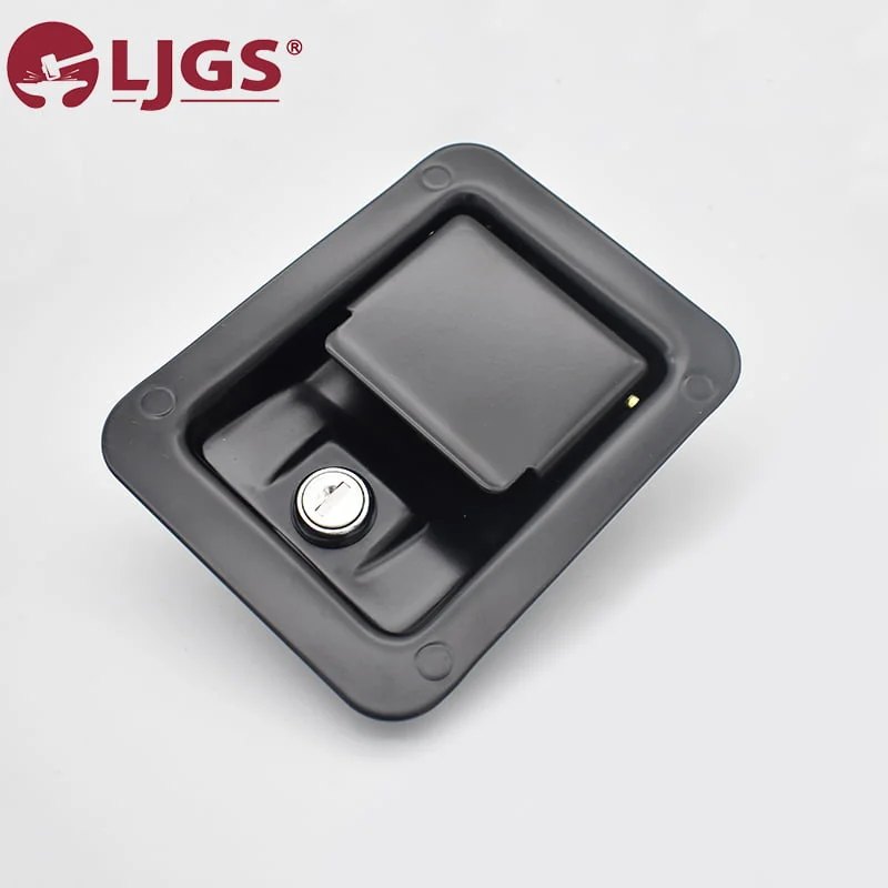 The MS866-5 (2) black recessed lockable latch, featuring a built-in keyhole, is displayed against a plain background.