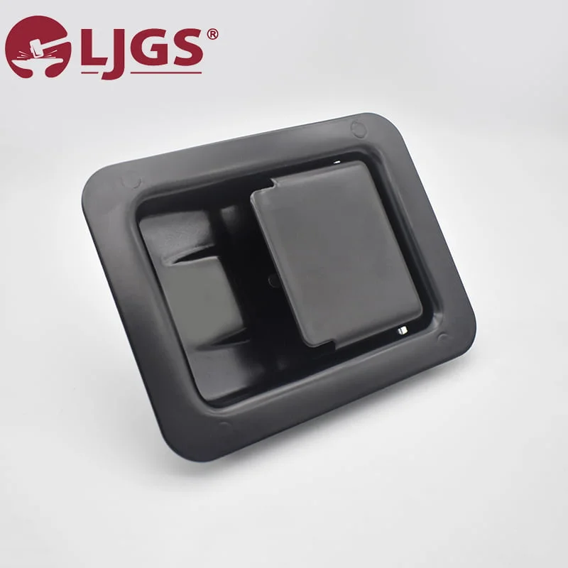 The MS866-5A (6) black plastic rectangular latch, with its recessed handle, is gracefully highlighted against a plain white background.