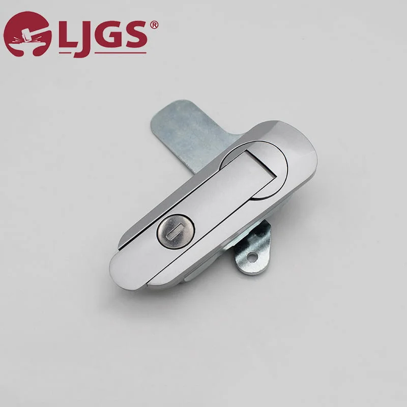The 新403 (5) metal latch lock with a keyhole is set against a gray background, showcasing a red logo in the top left corner.