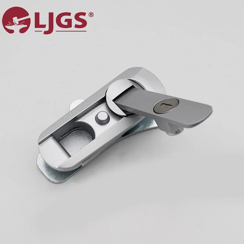 新403 (6) latch lock with a keyhole and lever handle on a gray background. The brand logo is in the top left corner.