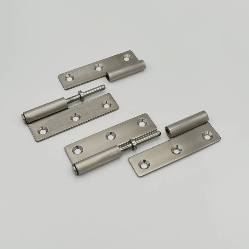 Four units of the "4" stainless steel butt hinges with removable pins on a plain surface.